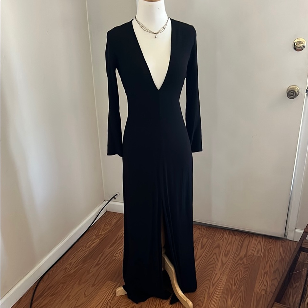 Reformation Elegant Black Long Sleeve Dress
